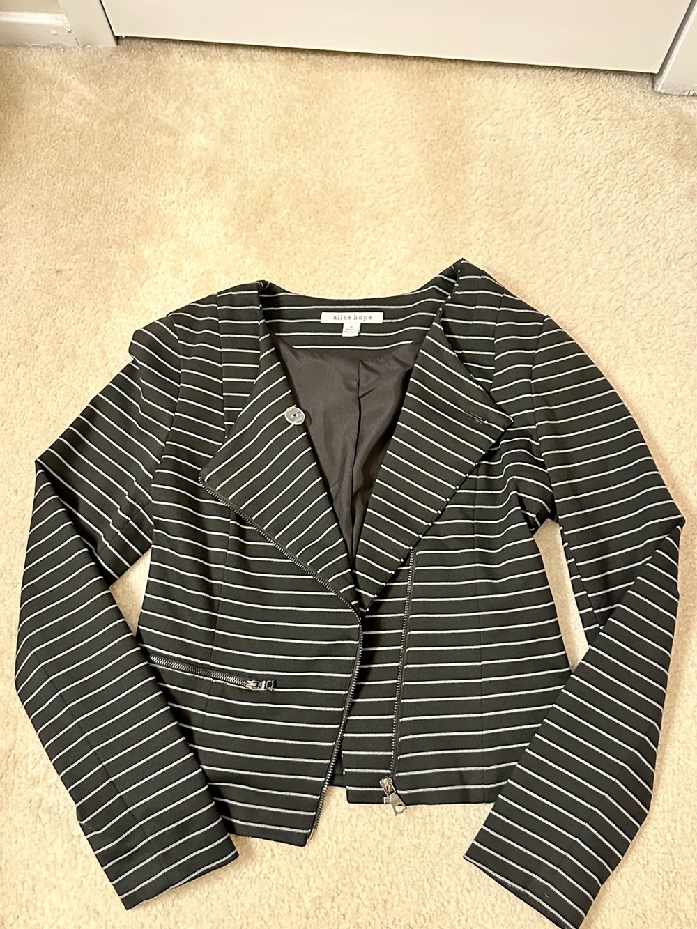 Alice Hope Black Blazer with White Pinstripes